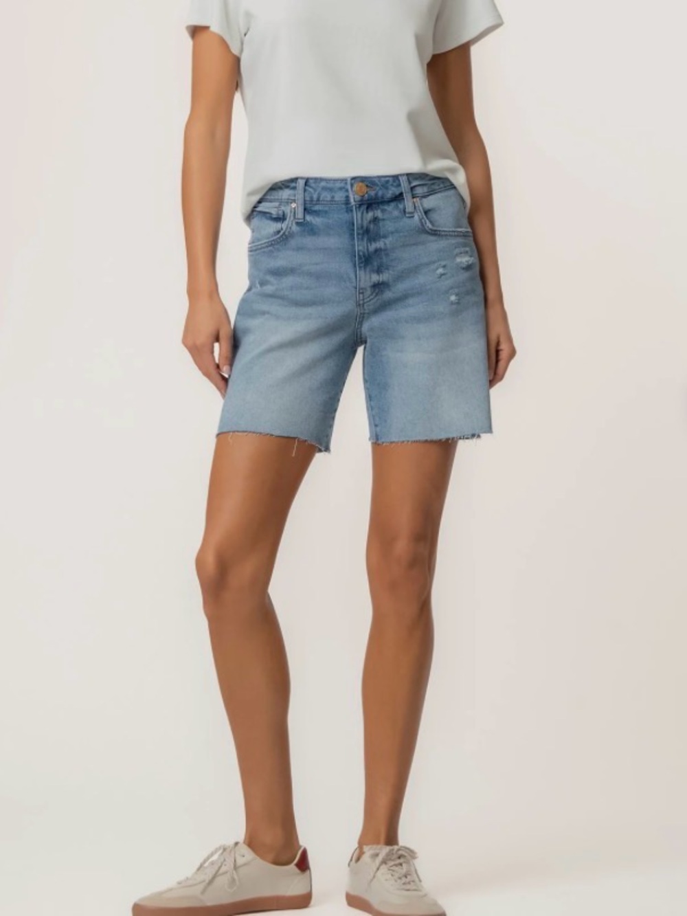 KUT FROM THE KLOTH Hailey Bermuda Denim Shorts Size 8 Blue 10" Inseam EUC